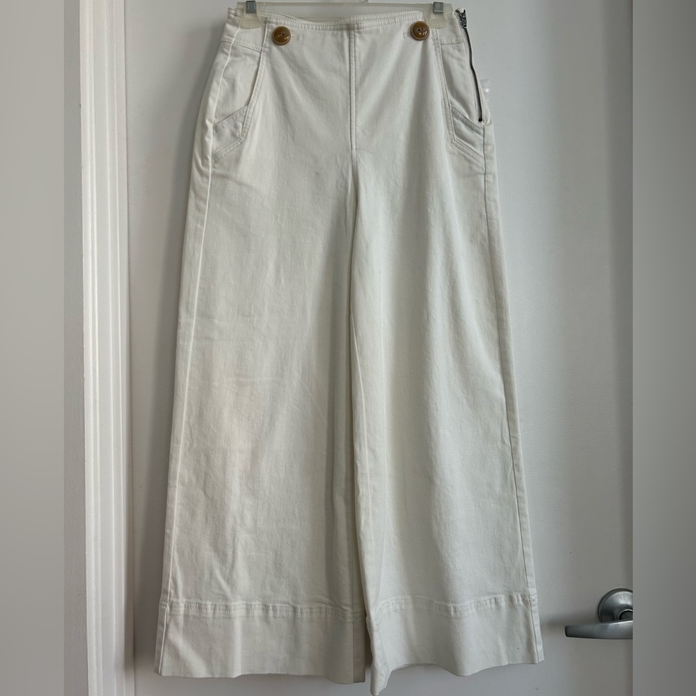 Anthropologie White Wide-Leg Pants